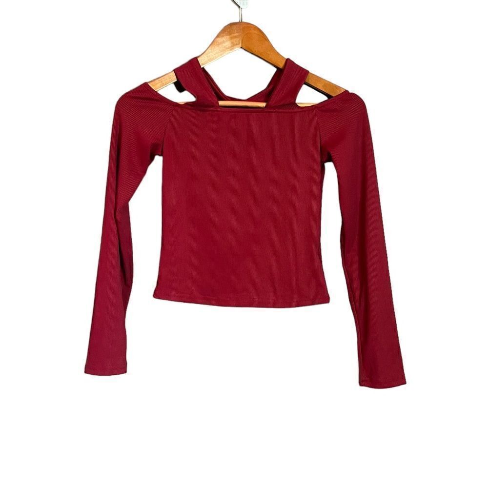 3 for $30! Shein deep red long sleeve crop top